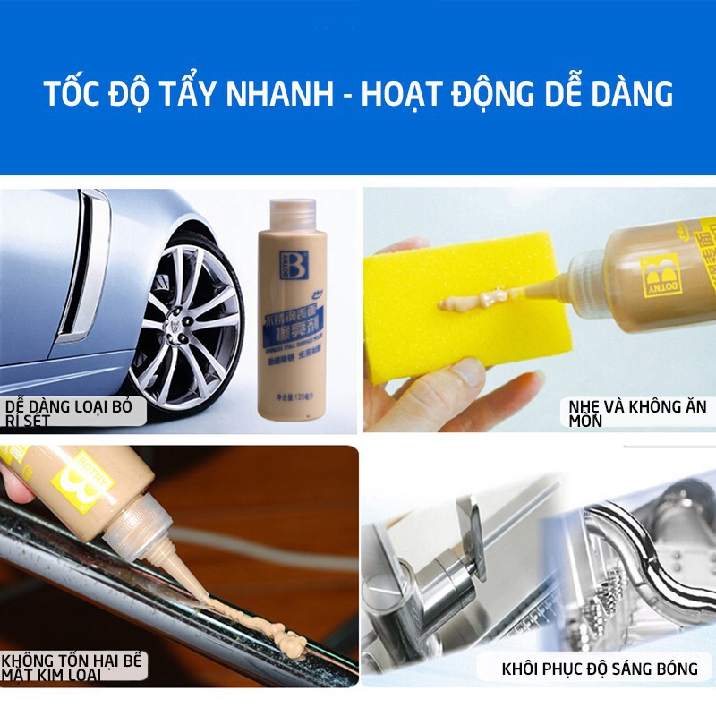 TKC Chất chống rỉ sét inox BOTNY Stainless steel surface polish 120ml,wax làm sạch,pát đánh bóng và chống gỉ sét _B-2013