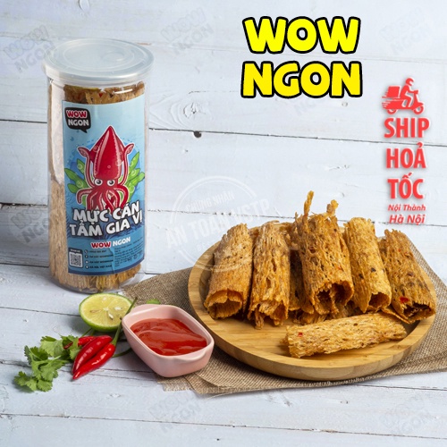 Khô mực cán tẩm gia vị Nha Trang loại ngon - hũ pet 250gram ( Thơm dai - đậm vị ) | Ăn Vặt WowNgon