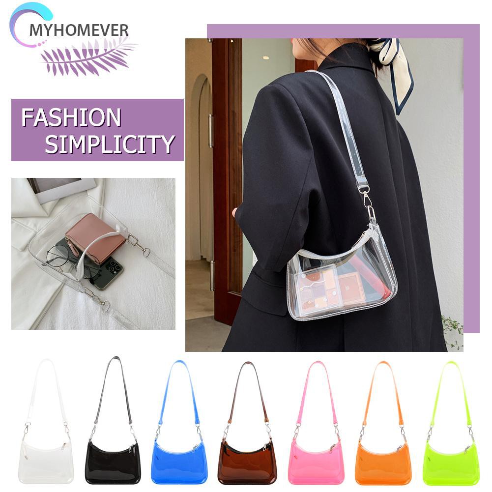 Túi đeo vai/ đeo dưới cánh tay màu trơn trong suốt phong cách cổ điển thời trang cho nữ
