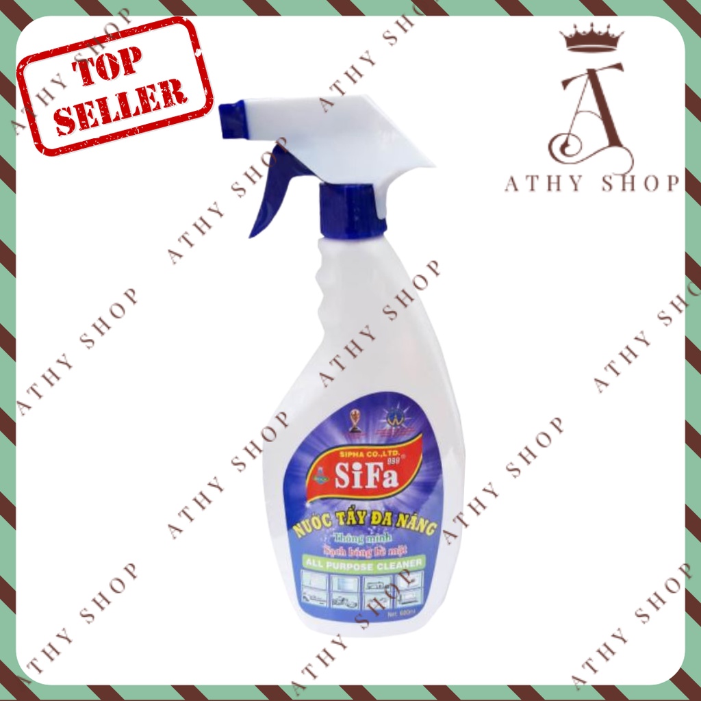 CHAI XỊT CHẤT TẨY ĐA NĂNG SIFA 600ML, bình vệ sinh vết bẩn cực mạnh, đậm đặc xóa sạch vết ố lâu ngày, làm sạch bề mặt xe