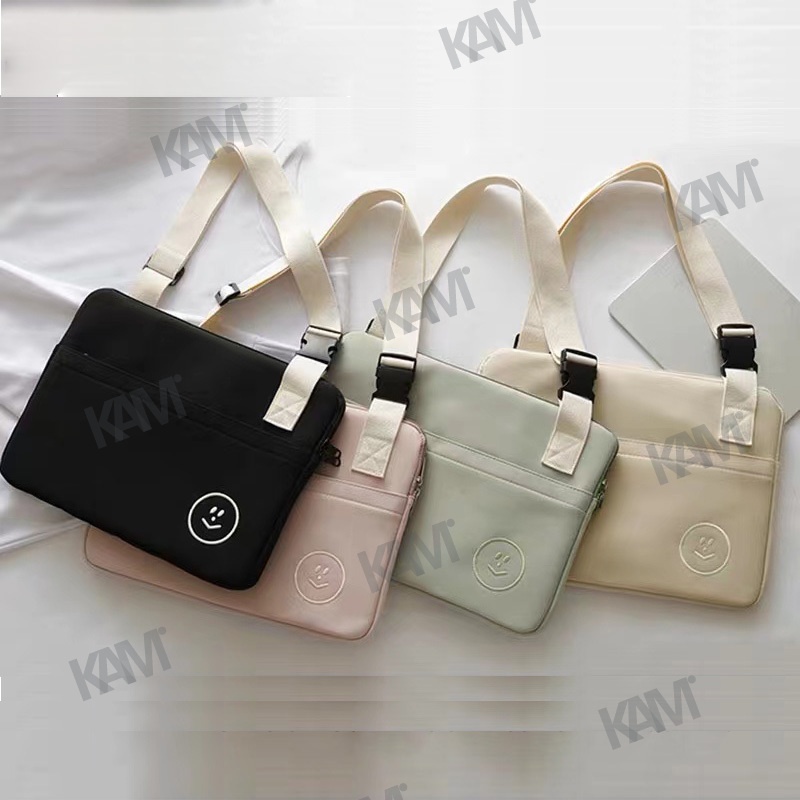 Túi Đựng Laptop Chống Sốc Thêu Họa Tiết Mặt Cười Cho iPad 9.7 / 10.2 / 12.9 Inch Ốp