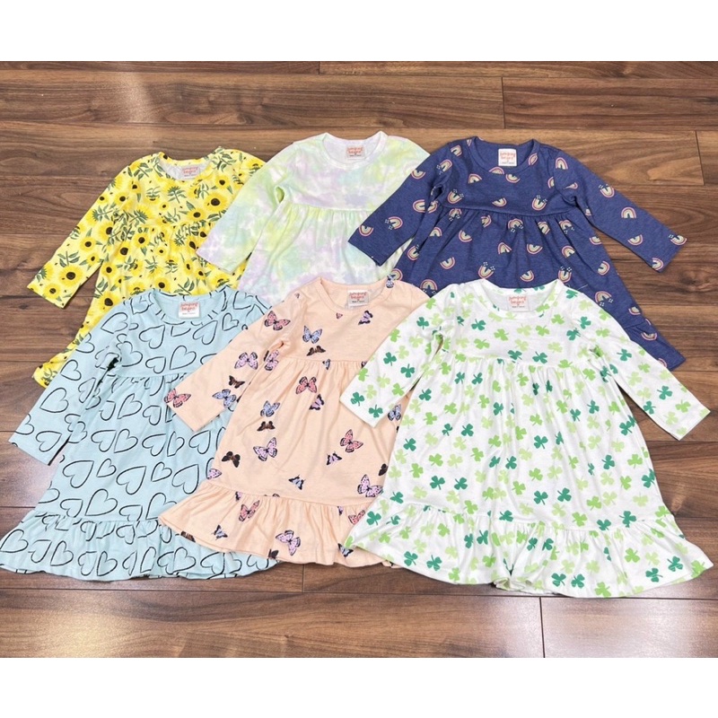 váy dài tay 3 tầng bé gái cotton (10-20kg)