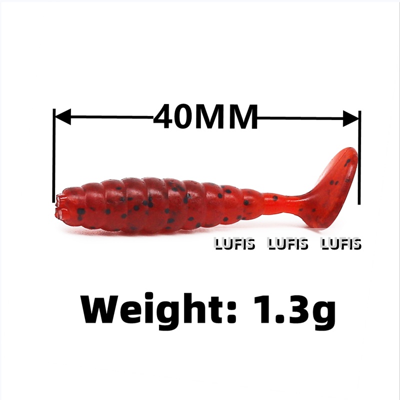 Set 20 Mồi Câu Cá Hình Con Sâu Bằng Nhựa Mềm Kích Thước 4cm / 1.3g