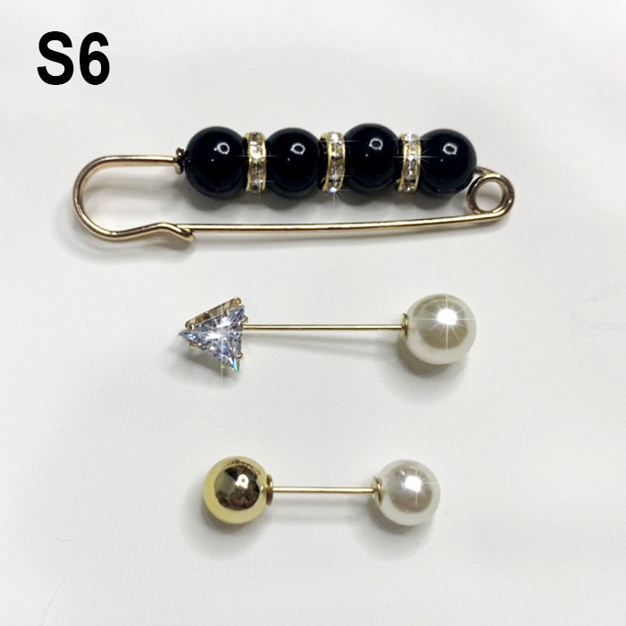 Set 3 Cái Trâm Cài áo hình hạt châu cao cấp kiểu phụ kiện trang trí charm cài sang trọng , Set 5 Pin cài áo nhỏ S02