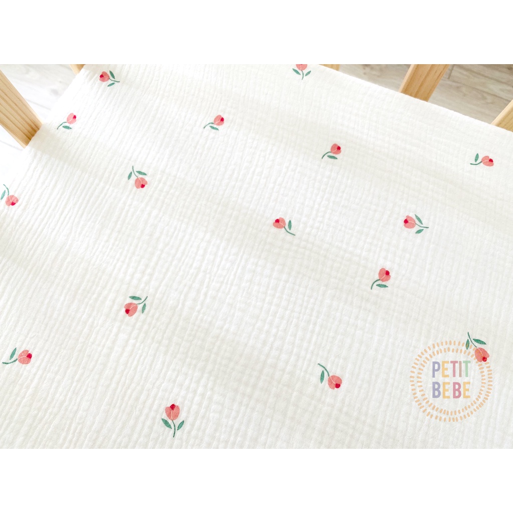 Ga bọc đệm cũi đa năng bo chun cho bé PETIT BEBE muslin 62x114cm họa tiết thiên nhiên