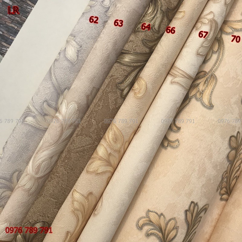 Giấy Dán Tường Phòng Khách 3d Dây Hoa Lá, Lụa Không Keo, Khổ 10m x 53 cm, Nhiều Màu Lựa Chọn