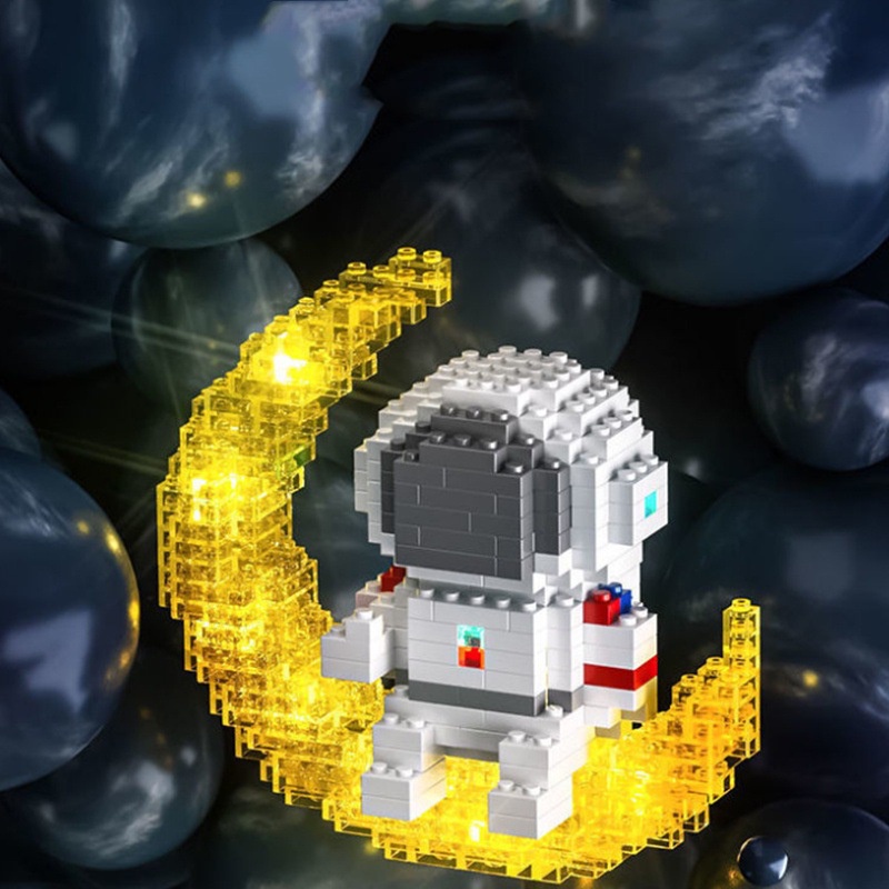 Lắp ráp Phi Hành Gia xếp hình Có Đèn, đèn ngủ, quà tặng sinh nhật hot trend tiktok lego mini SPACE BRICKS