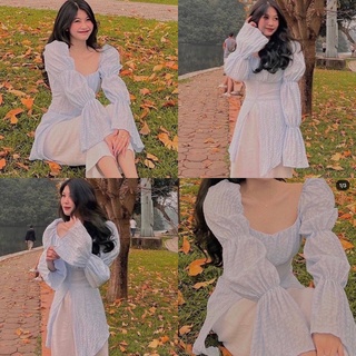 ÁO PEPLUM CỔ U XẺ (KÈM VIDEO HÌNH THẬT)
