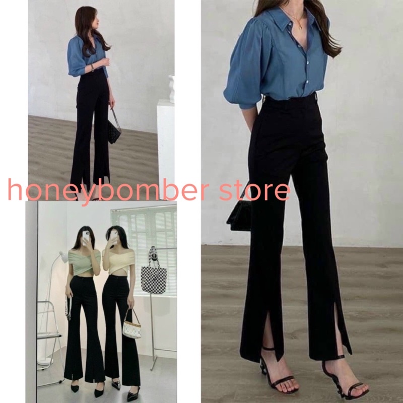 Quần Jean Đen Loe xẻ ống [FREESHIP]quần jean nữ ống loe Ulzzang