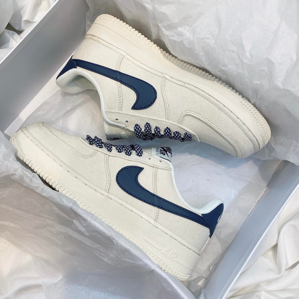 Giày Thể Thao Nam Nữ Kiên Forc Thêu Kem Móc Xanh Than