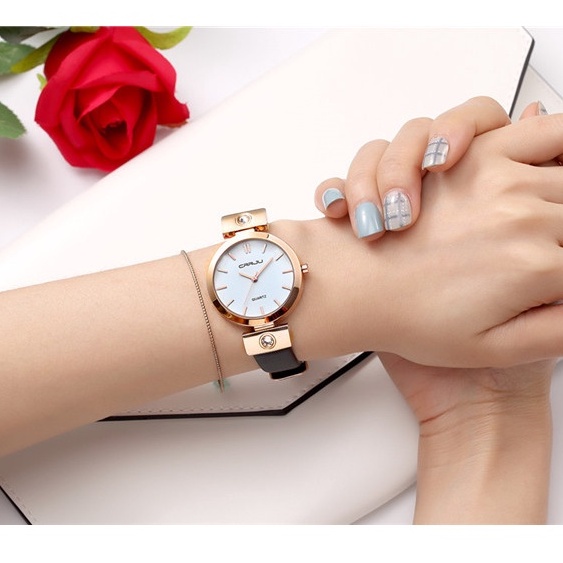 CRRJU Women's Watch Fashion Casual Leather Quartz Waterproof 2118 L
