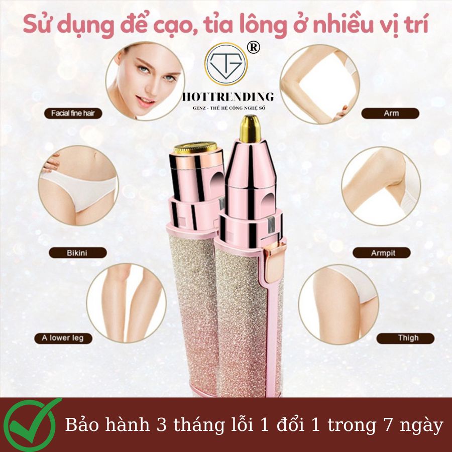 Máy cạo lông tỉa lông mày cạo lông mũi Flawless 2in1 máy cạo lông tơ loại sạc điện đa năng cao cấp bảo hành 6 tháng