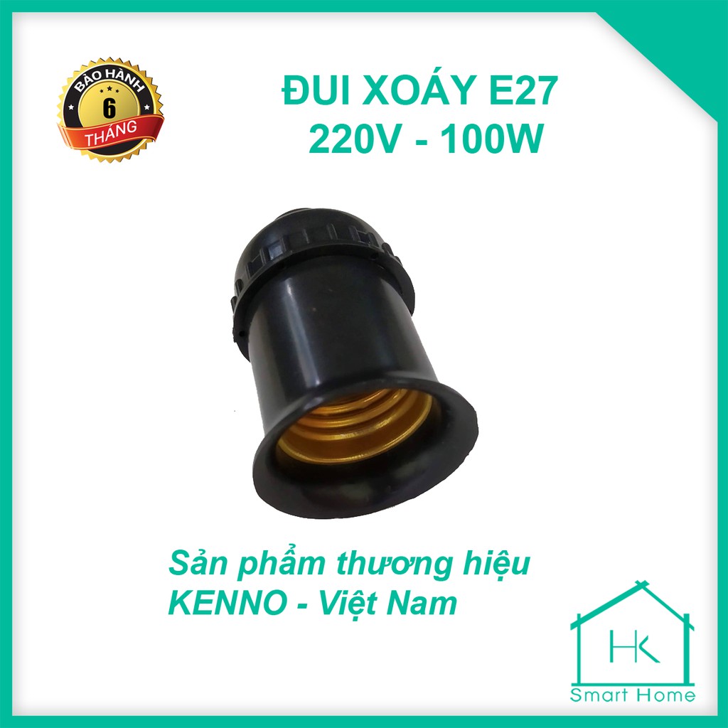 Đui Xoáy E27 KENNO 220V 100W Màu Đen, (Đuôi Xoáy, Chui Xoáy)