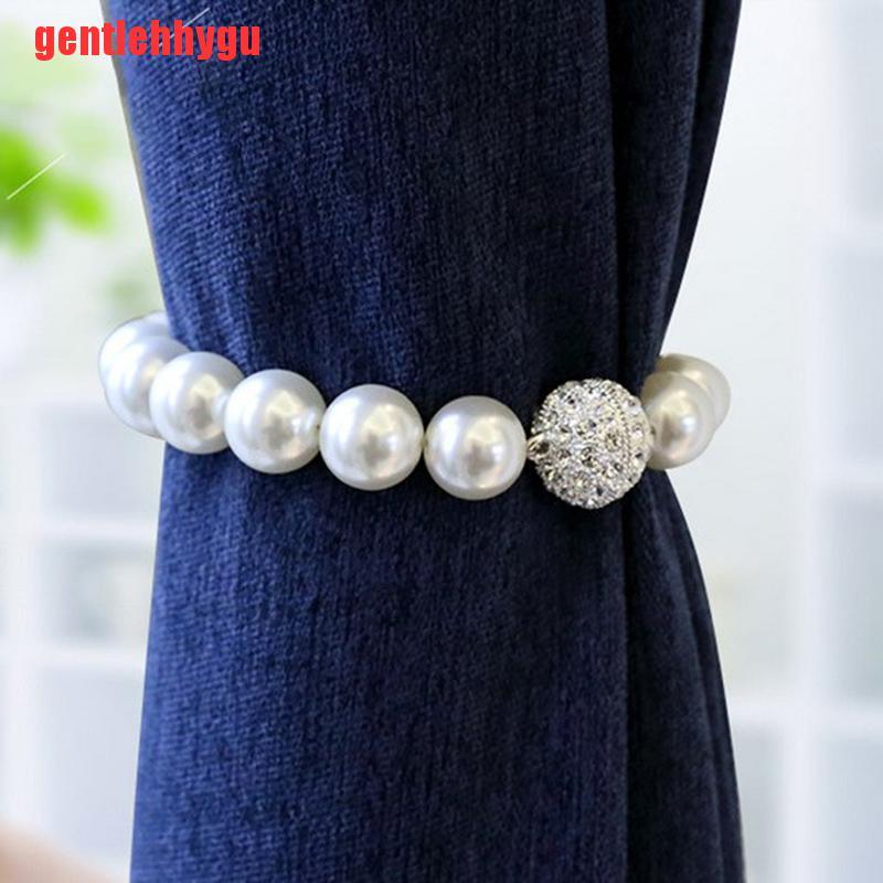 [gentlehhygu]2pcs ABS Pearl Curtain Bandage Tieback With Magnet Decorative Curtain Buckle
