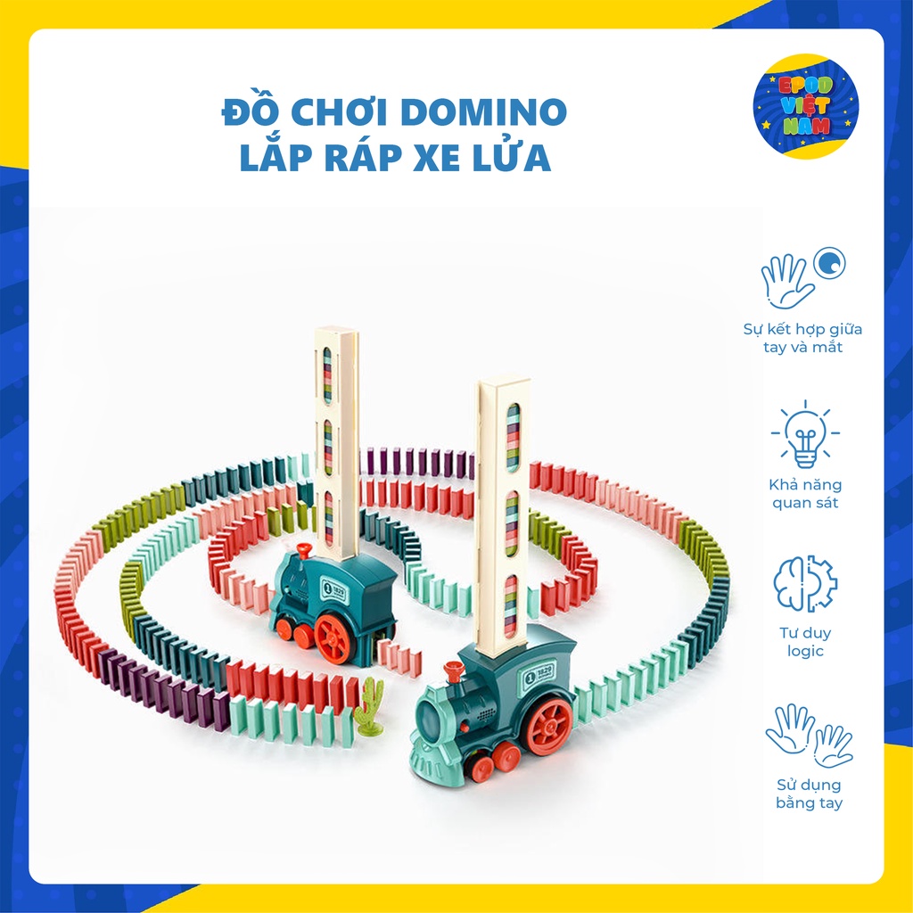 Đồ chơi cho bé lắp ráp xe lửa kích thích sự sáng tạo - Domino - Epod