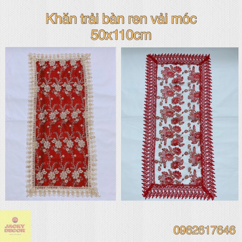 [ĐÁM CƯỚI] Khăn trải bàn ren vải móc dùng cho đám cưới 50x110cm; 60x120cm phong cách Châu Âu - Hàng đẹp