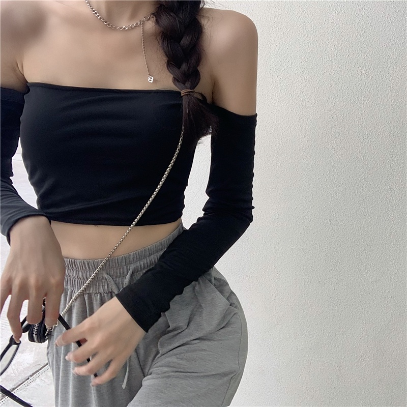 Áo Cúp Ngực Kiểu Tay Dài Bigsize Dưới 80Kg May Hai Lớp Có Mút Ngực Lót Trong Dáng Croptop "QUÂY TD"
