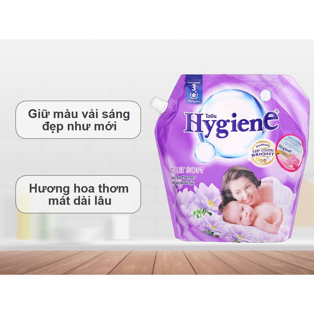Nước xả cho bé Hygiene Violet Soft túi 1.8 lít Thái Lan - Công thức &quot;keep colors bright&quot;