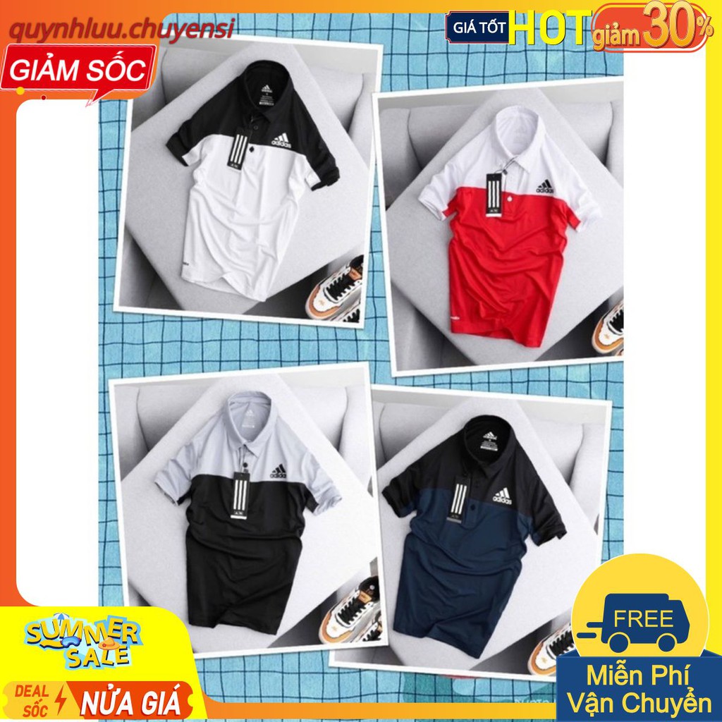 BÁN SỈ ÁO NAM DA.S CỘC TAY PHỐI MÀU CỔ ĐỨC 4 MÀU