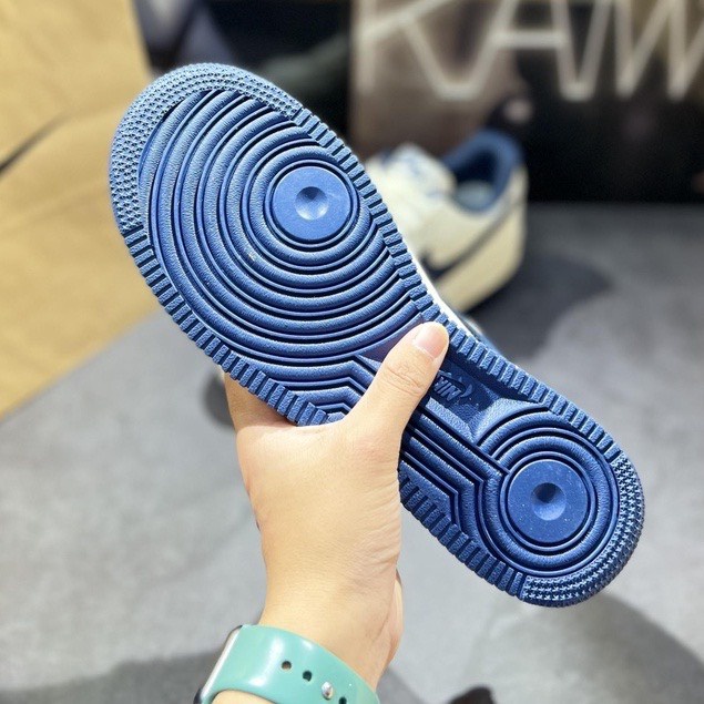 Giày Thể Thao Nam Nữ, Giày AF1 trắng sữa viền xanh navy Air Force 1 Hàng Đẹp Full Box Bill hót nhất 2022