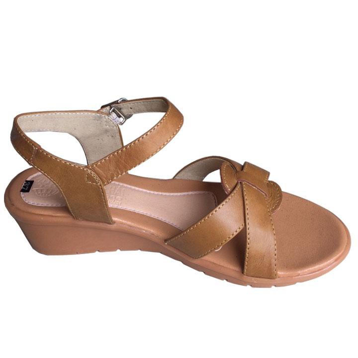 Dép sandal nữ đế cao da bò cao cấp THSDN0116