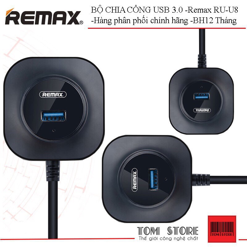 BỘ CHIA CỔNG USB 3.0 -Remax RU-U8 -Hàng phân phối chính hãng -BH12 Tháng