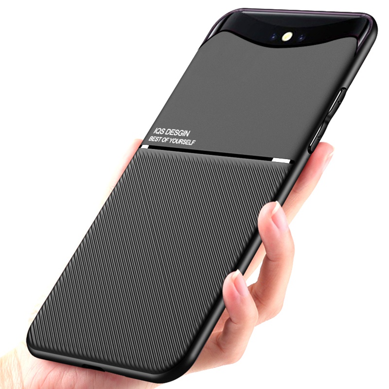 Ốp Điện Thoại Da Cứng Mặt Nhám Kèm Móc Xỏ Ngón Nam Châm Kim Loại Cho OPPO Find X