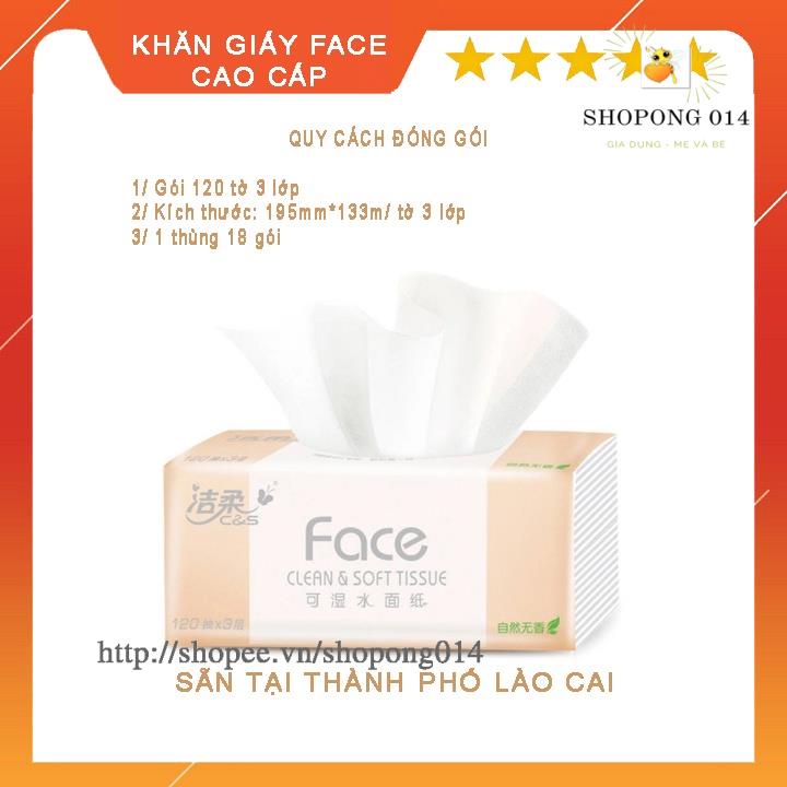 Giấy ăn FACE hồng thùng 18 gói 120 tờ 3 lớp