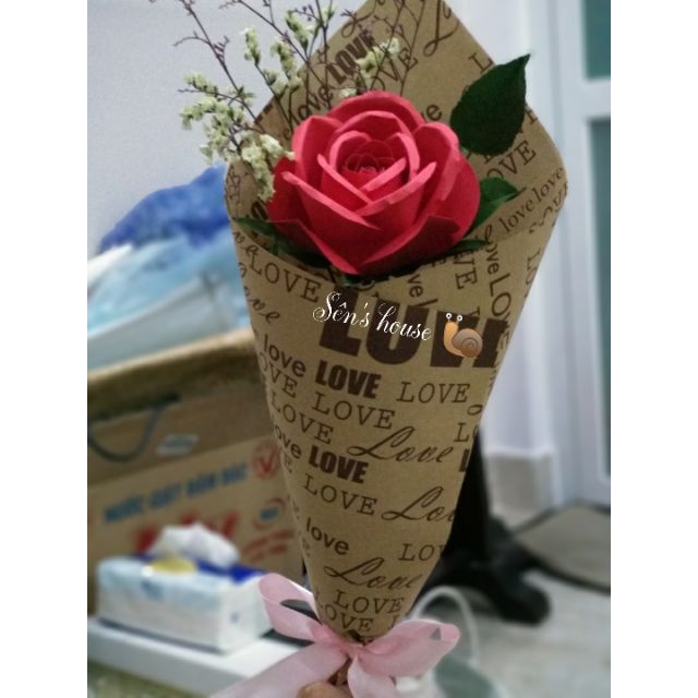Hoa giấy bó 1 bông - giấy mỹ thuật handmade đẹp - bền
