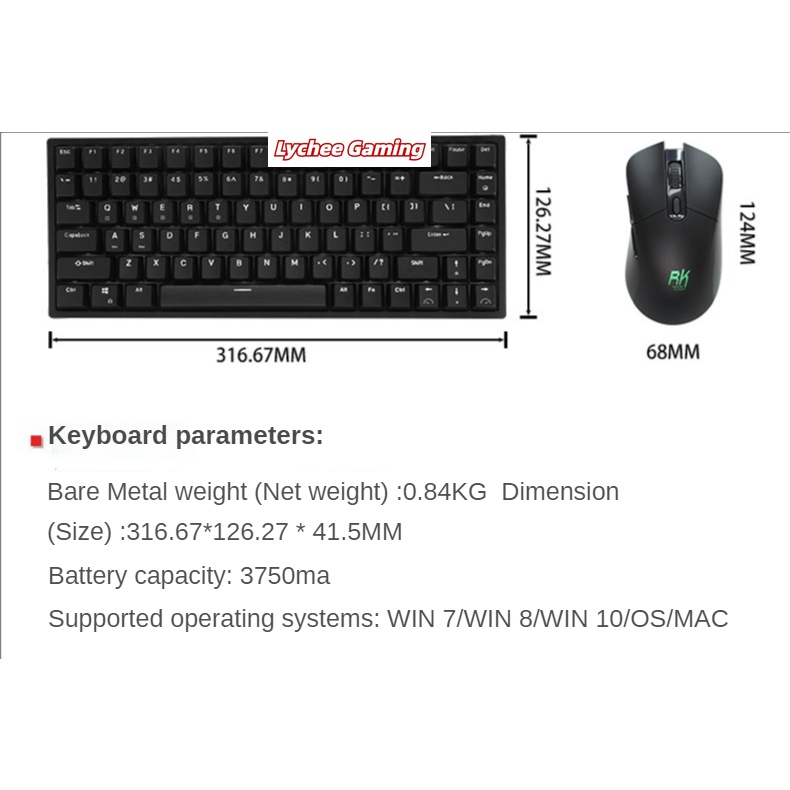 Bộ Bàn Phím Và Chuột Không Dây 2023 New RK84 84 Phím 2.4G RK84