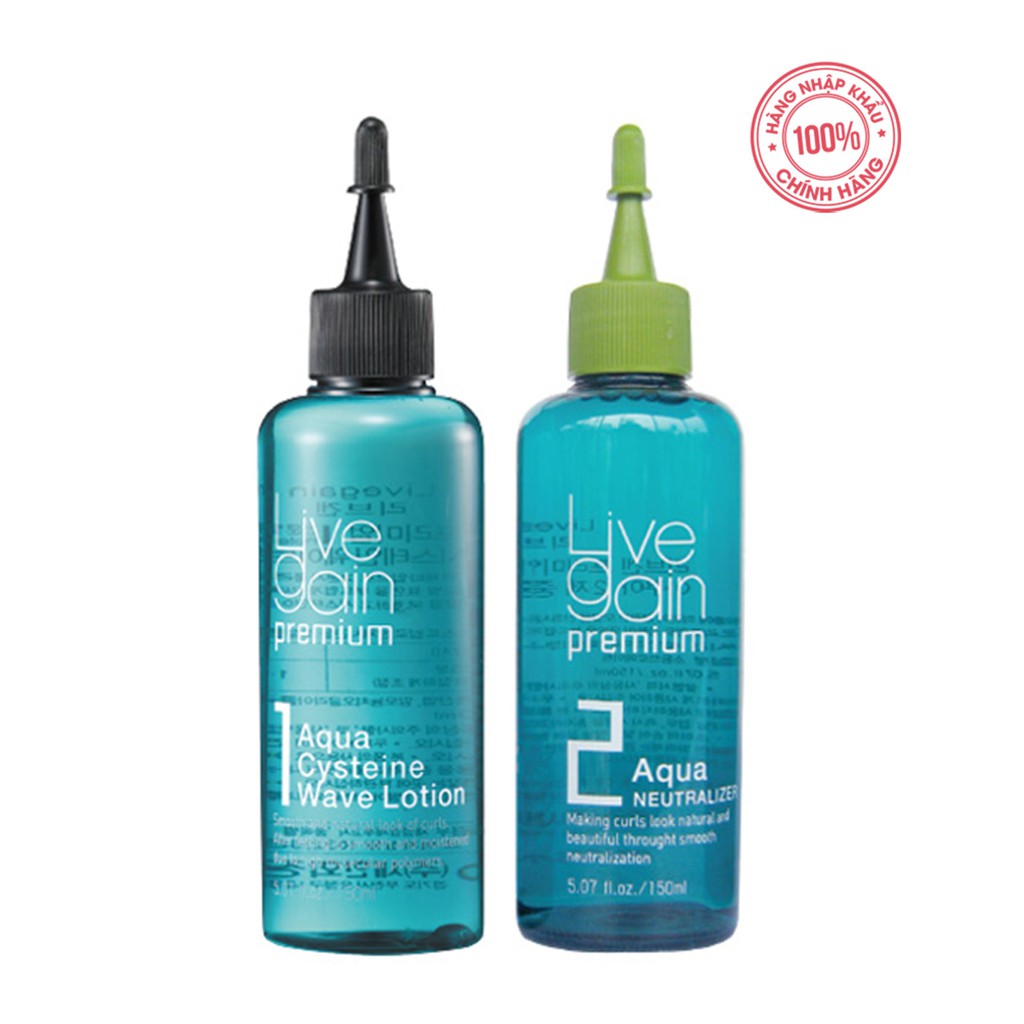 Thuốc Uốn Siêu Dưỡng Livegain Premium AQUA CYSTEINE Lotion 160ml + 160ml Hàn Quốc