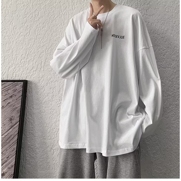 Áo Thun Tay Dài Dáng Rộng In Chữ Phong Cách Hip Hop Đường Phố Hàn Quốc Thời Trang Cho Nam Và Nữ M-5XL