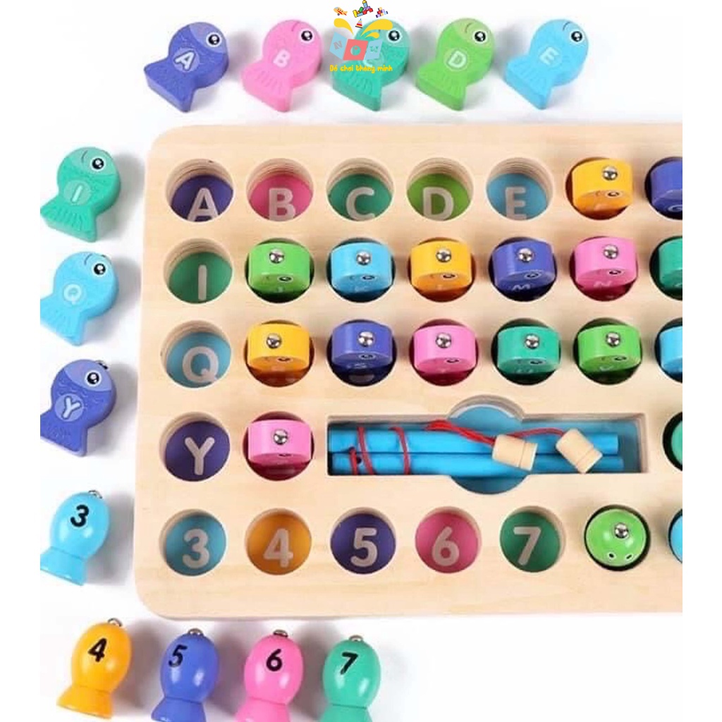Đồ chơi câu cá gỗ, Bộ câu cá 5 dòng cao cấp