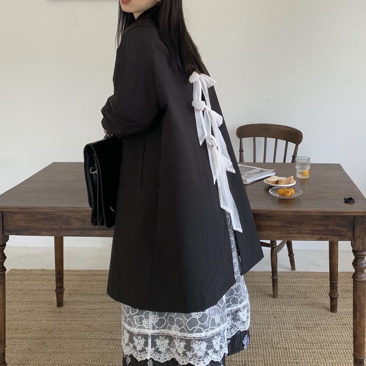 Áo khoác nữ tay dài cổ POLO cột nơ màu sắc thời trang | BigBuy360 - bigbuy360.vn