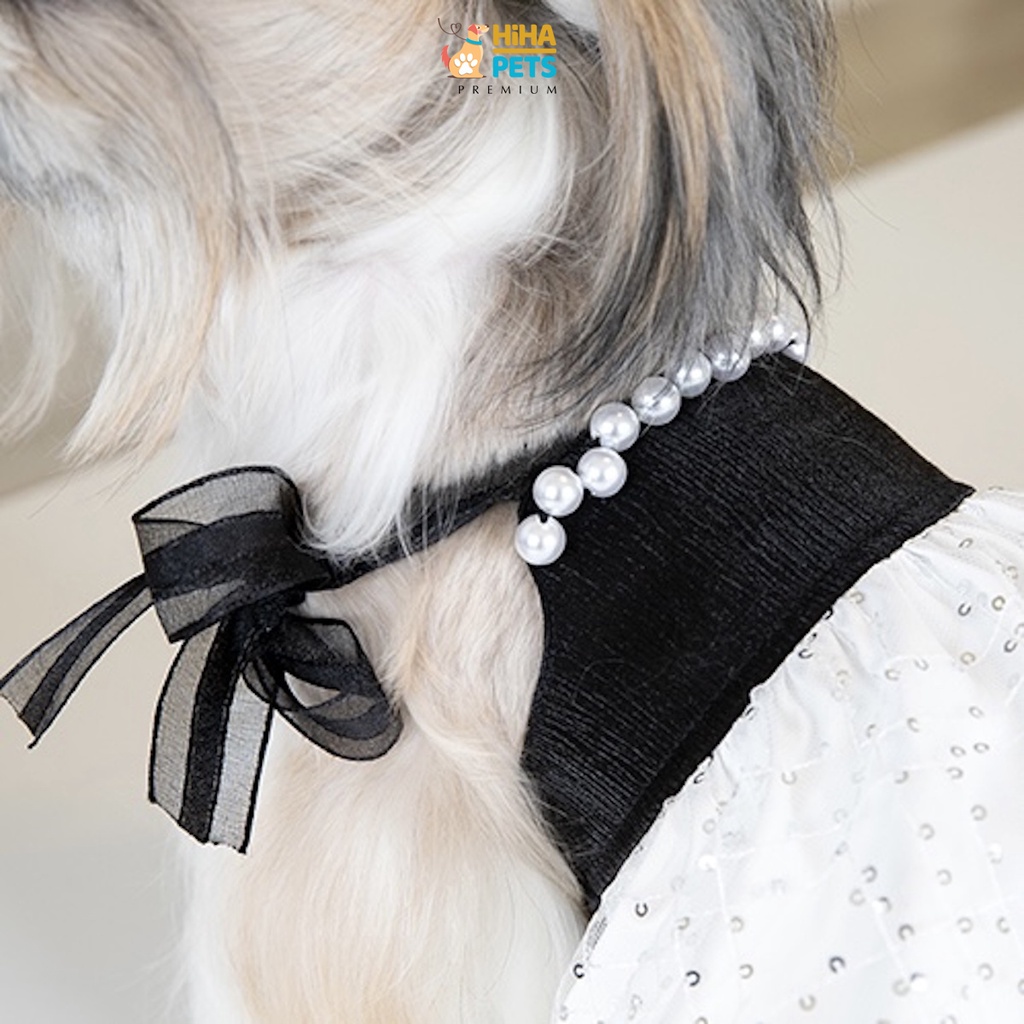 Váy Dây Dạ Hội Cho Chó Mèo Cao Cấp Quần Áo Thú Cưng Thiết Kế Form Hàn Quốc Đinh Hạt Bẹt Lấp Lánh Hihapet.