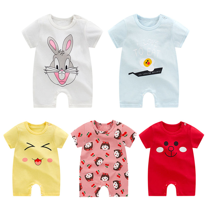 Bộ Áo Liền Quần Bằng Vải Cotton Ngắn Tay Thoải Mái Cho Bé
