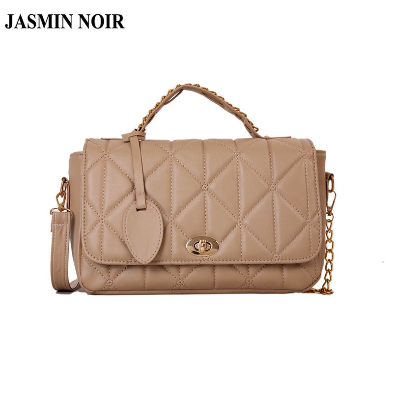 Túi Xách JASMIN NOIR Tote Dây Đeo Xích In Họa Tiết Kẻ Sọc Thời Trang Cho Nữ