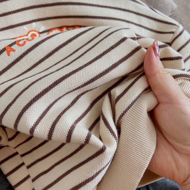 Áo polo Tay Dài Dáng Rộng Họa Tiết Kẻ Sọc Thời Trang Mới 2022 Dành Cho Bé Trai