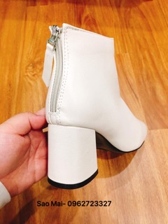 Boot cổ thấp 2 màu đen kem