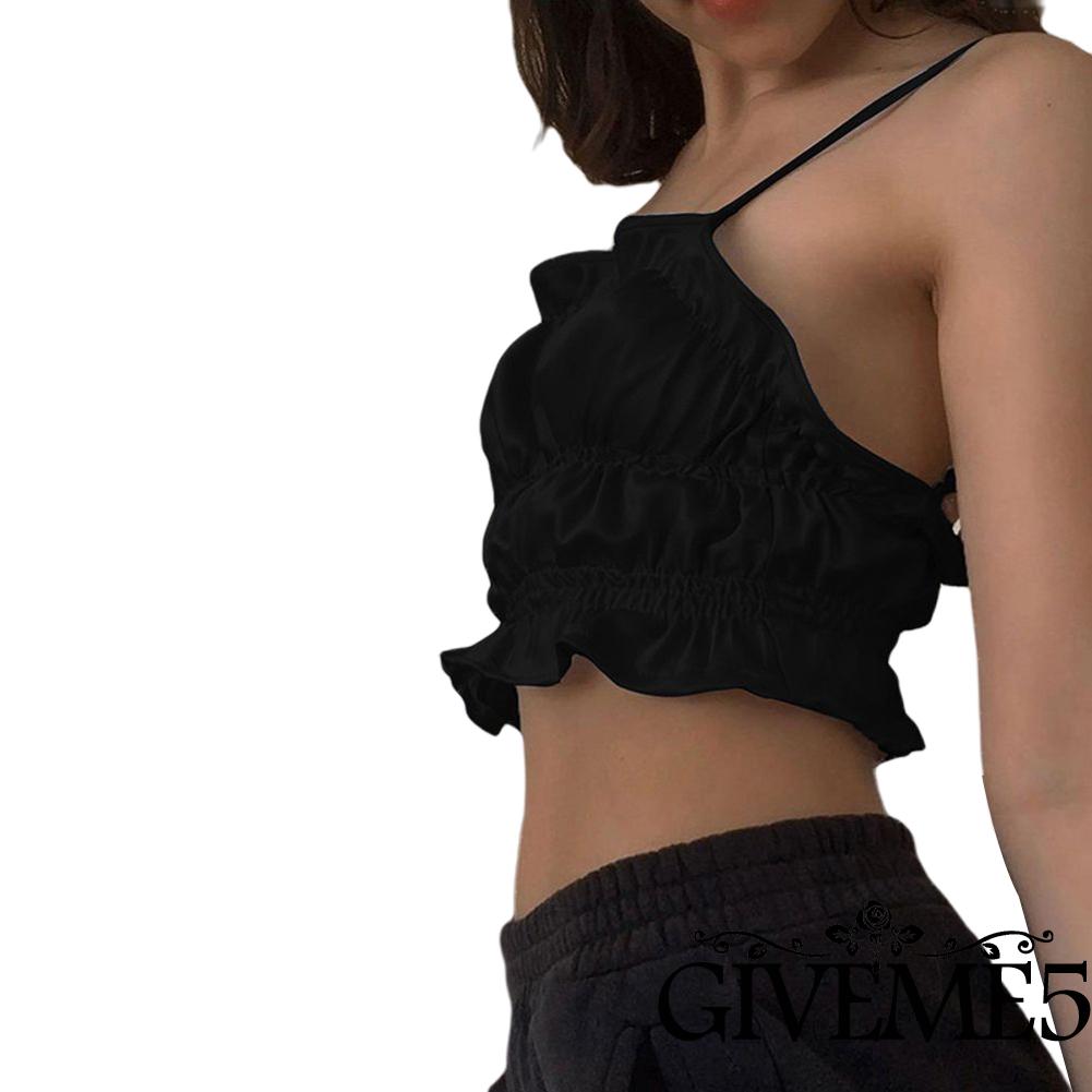 Áo lửng hai dây phối nhún bèo quyến rũ cho nữ