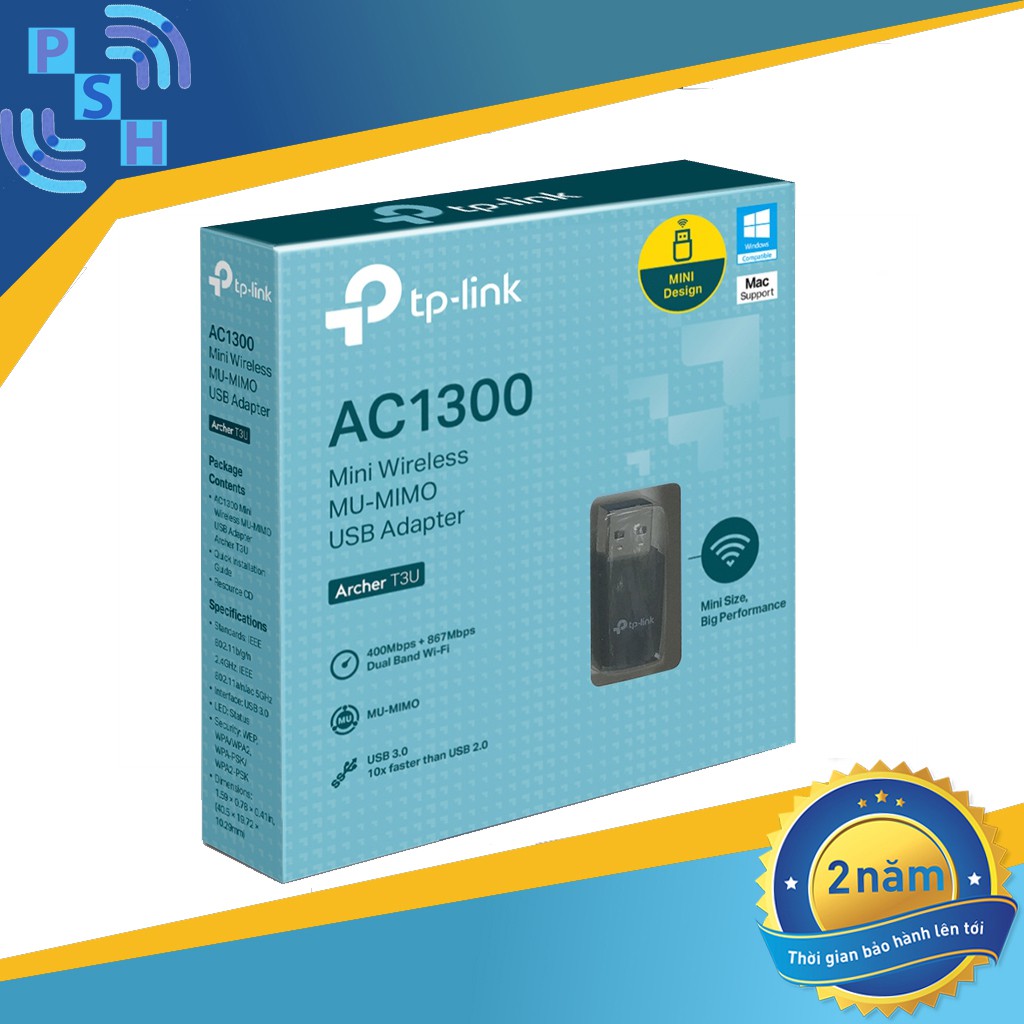 Bộ Thu Wifi TP-Link Archer T3U MU-MIMO Mini AC1300 Băng Tần Kép - Cổng USB 3.0 - Hàng Chính Hãng