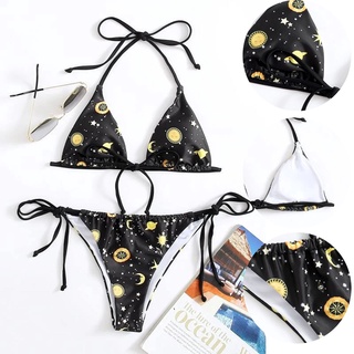 Bộ Bikini Ba Mảnh Họa Tiết Mặt Trăng Gợi Cảm Cho Nữ # 88t.vn