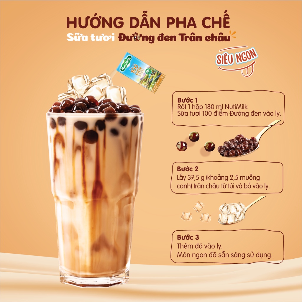 Combo 2 Lốc Sữa Tươi Đường Đen 180ml và 1 Bịch Trân Châu Đài Loan 300Gr NUTIMILK - YOOSOO MALL