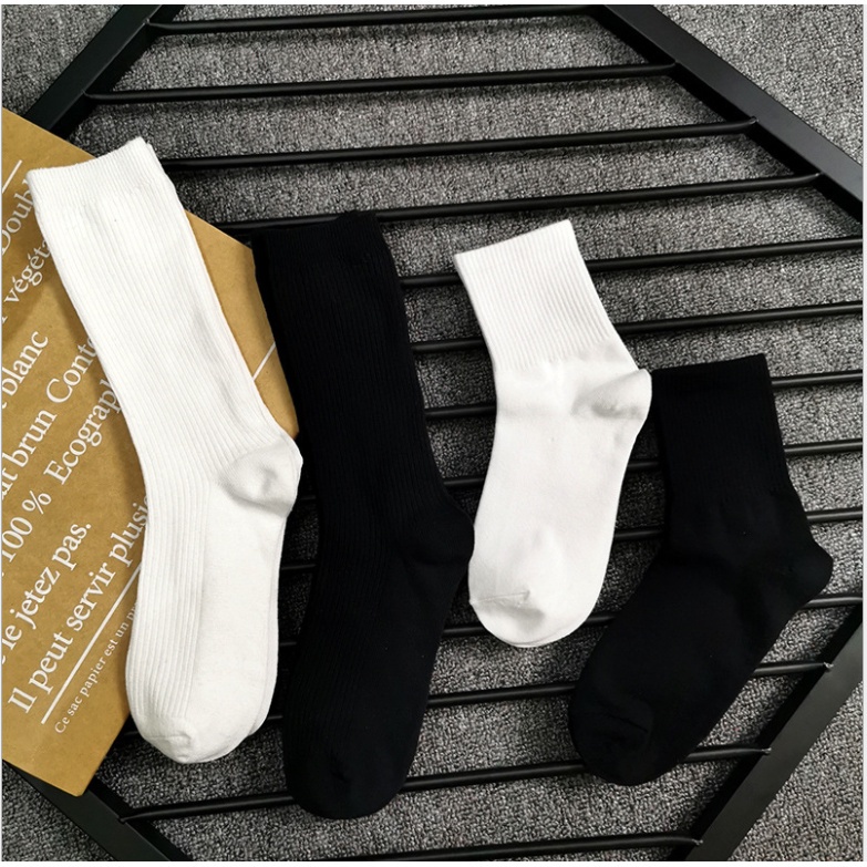 Tất nam nữ cổ cao chất cotton co dãn thấm hút mồ hôi, Tất cổ cao phong cách Hàn Quốc SUNA FASHION T19