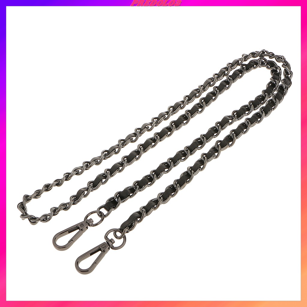 [Predolo2] Dây Xích Đeo Túi Xách Bằng Da Kim Loại Màu Xám + Đen