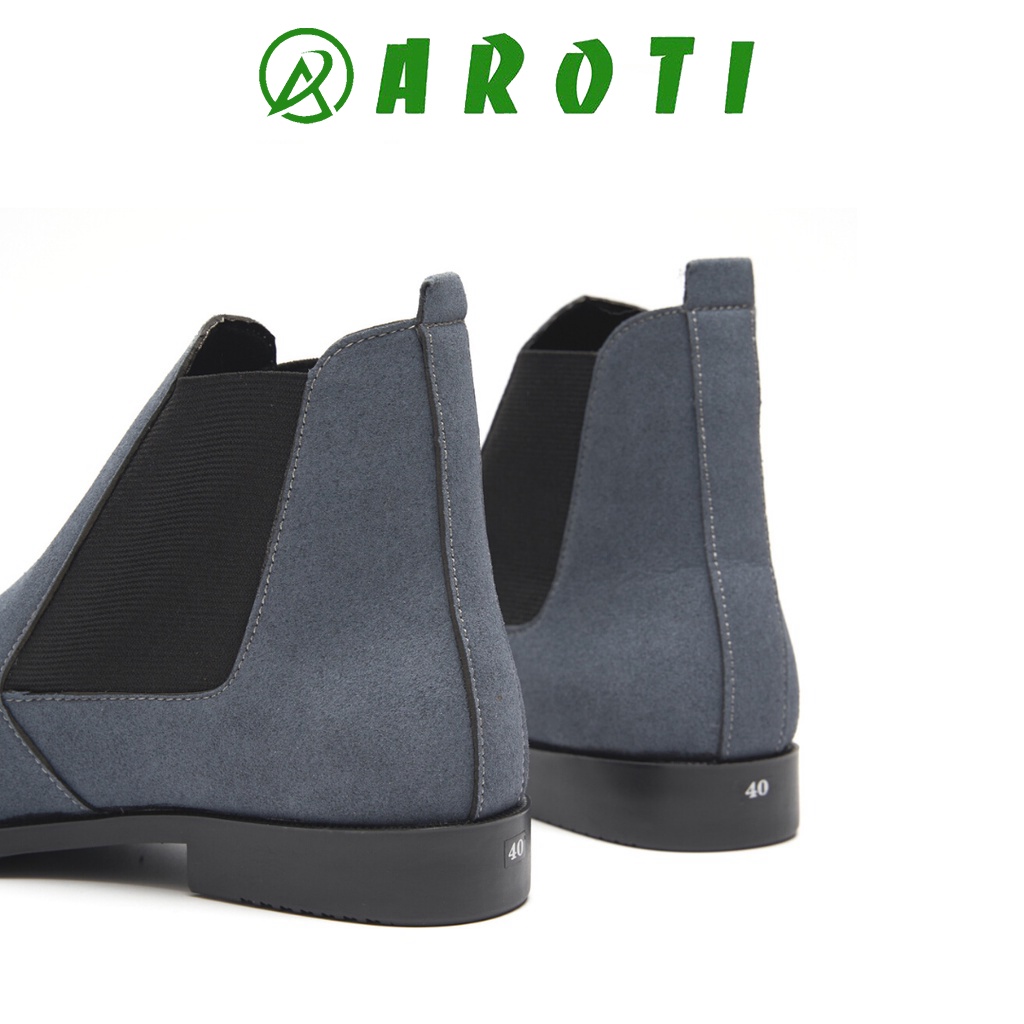 Giày chelsea boots da lộn, cổ chun, đế khâu chắc chắn- mã cb548Xámb