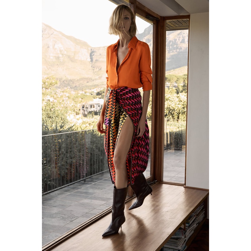 Zara Morocco full tag - Áo Zara sơ mi tone cam cực chất AT8SMG57N10