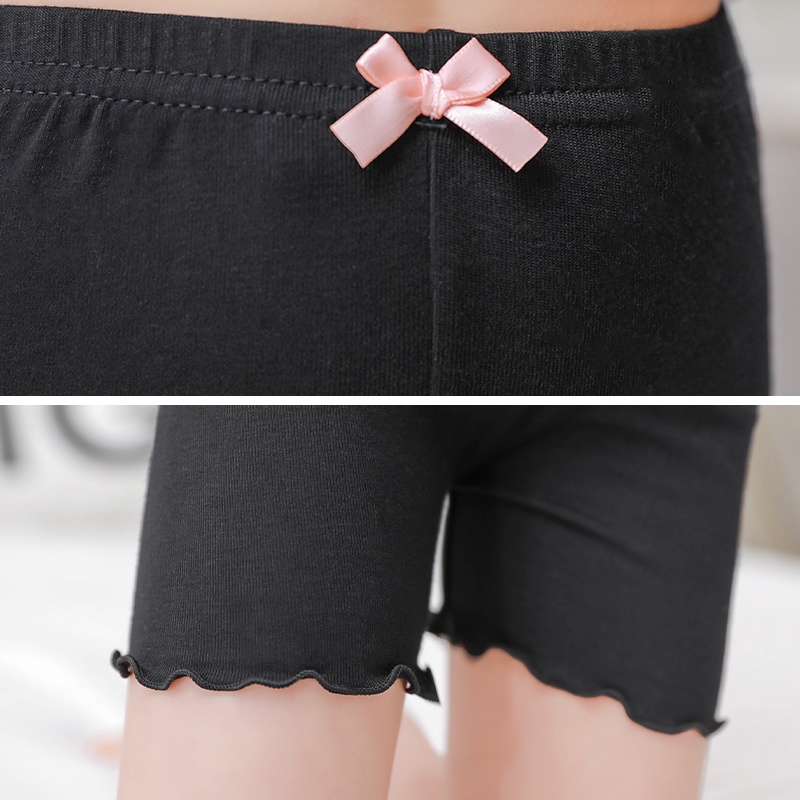 Quần Short Legging Cotton Co Giãn Màu Trơn Dành Cho Bé Gái 3-12 Tuổi