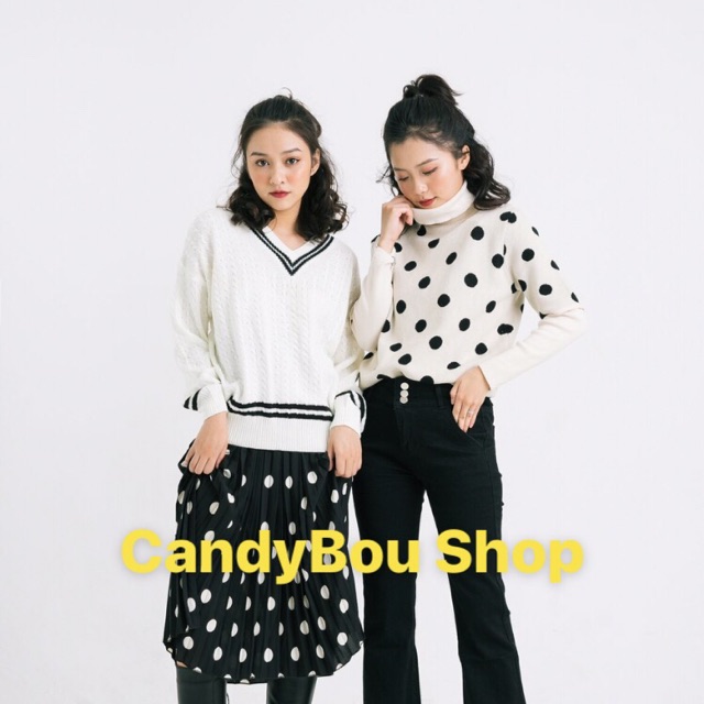 Áo pull chấm bi len