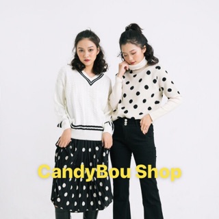 Áo pull chấm bi len